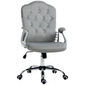 Teddy Fleece Computer Chair, Button Tufted Swivel Desk Chair with Tilt Function, Grey