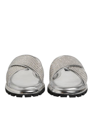 Men's Strass-Embellished Slipper Silver Goat