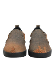 Men's Brown Cotton Low Top Slip On Sneakers Shoes Co+el+pl