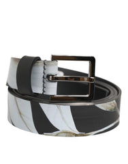 Multicolor Pvc Floral Silver Buckle Men Belt