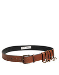 Brown Classic Gold Metal Logo Buckle Men Belt Calf