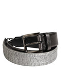 Black Silver Pebbled Texture Leather Buckle Men Belt | 100lf