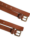 Men's Brown Double Strap Leather Gold Buckle Belt 100lf