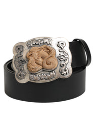 Men's Black Leather Gothic Dragon Metal Buckle Belt 100lf