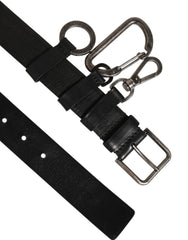 Men's Black Key Ring Clip Attachments Buckle Belt 100lf