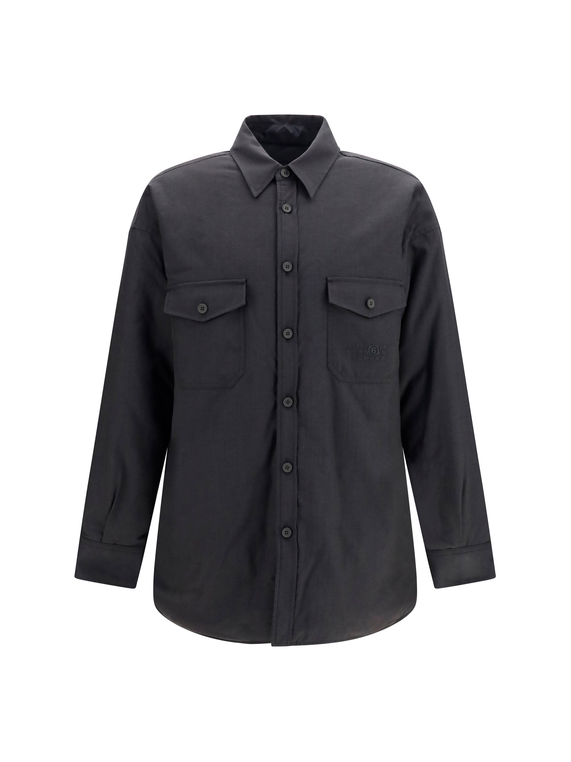 MM6 Maison Margiela Wool-Blend Padded Shirt — Gray