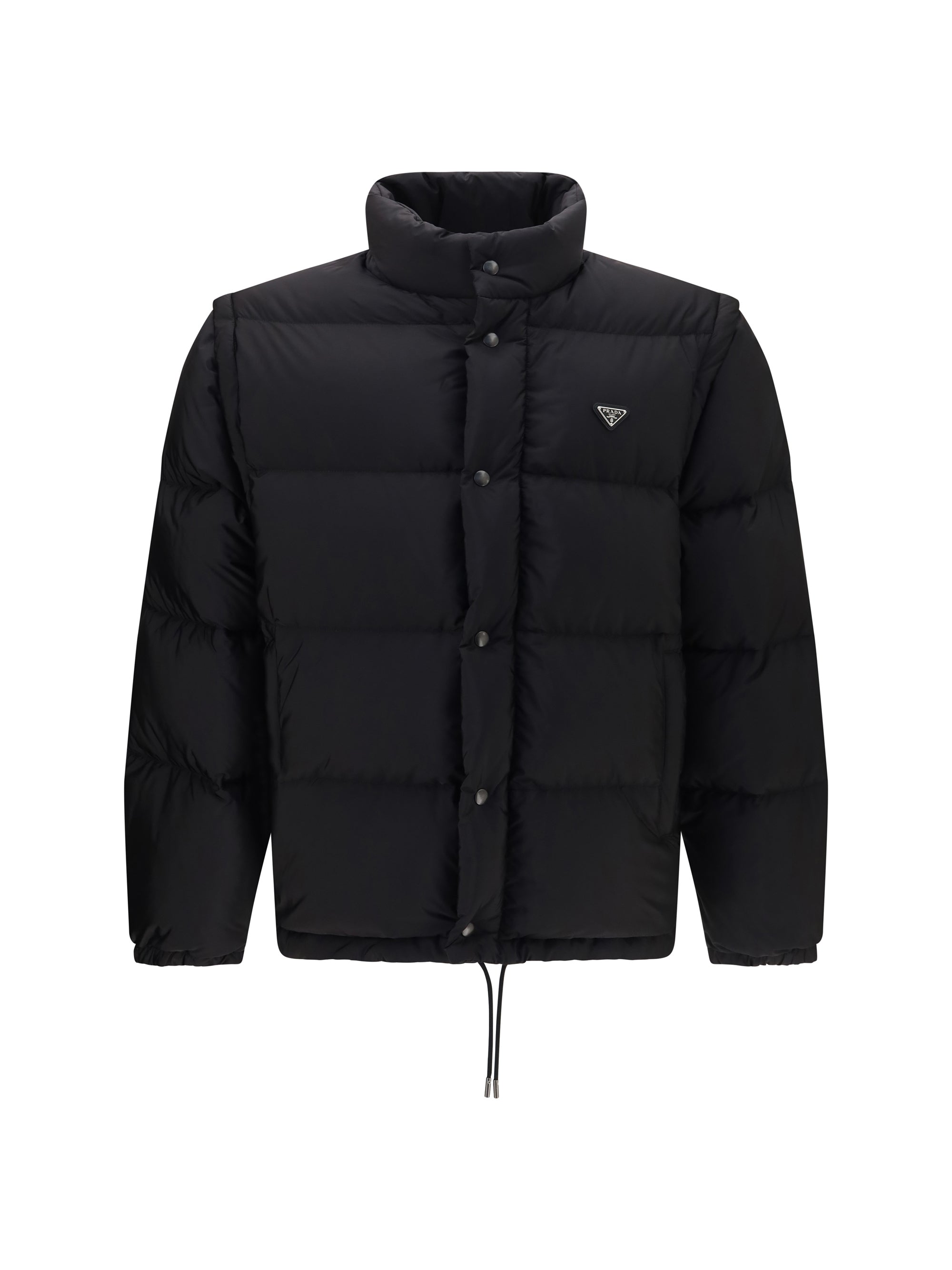 Chaqueta acolchada de plumas Prada Re-Nylon — Negro