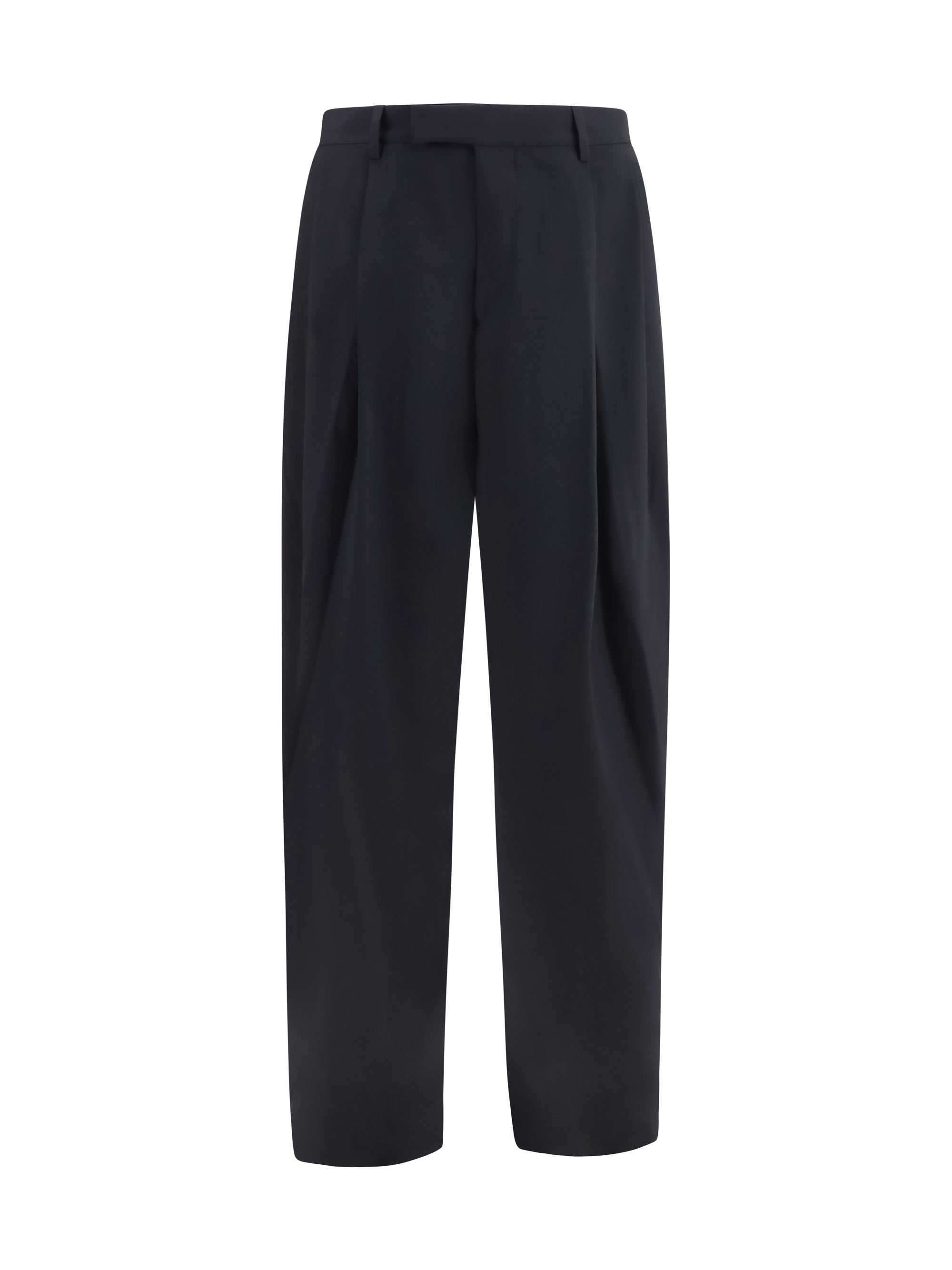 Giorgio Armani Virgin Wool Tailored Trousers — Navy