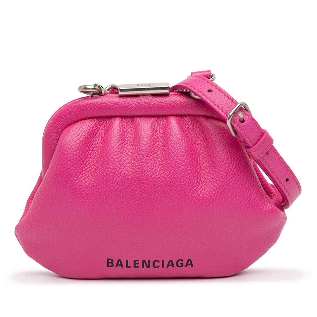 Mini Grained Calfskin Cloud Coin Purse On Strap