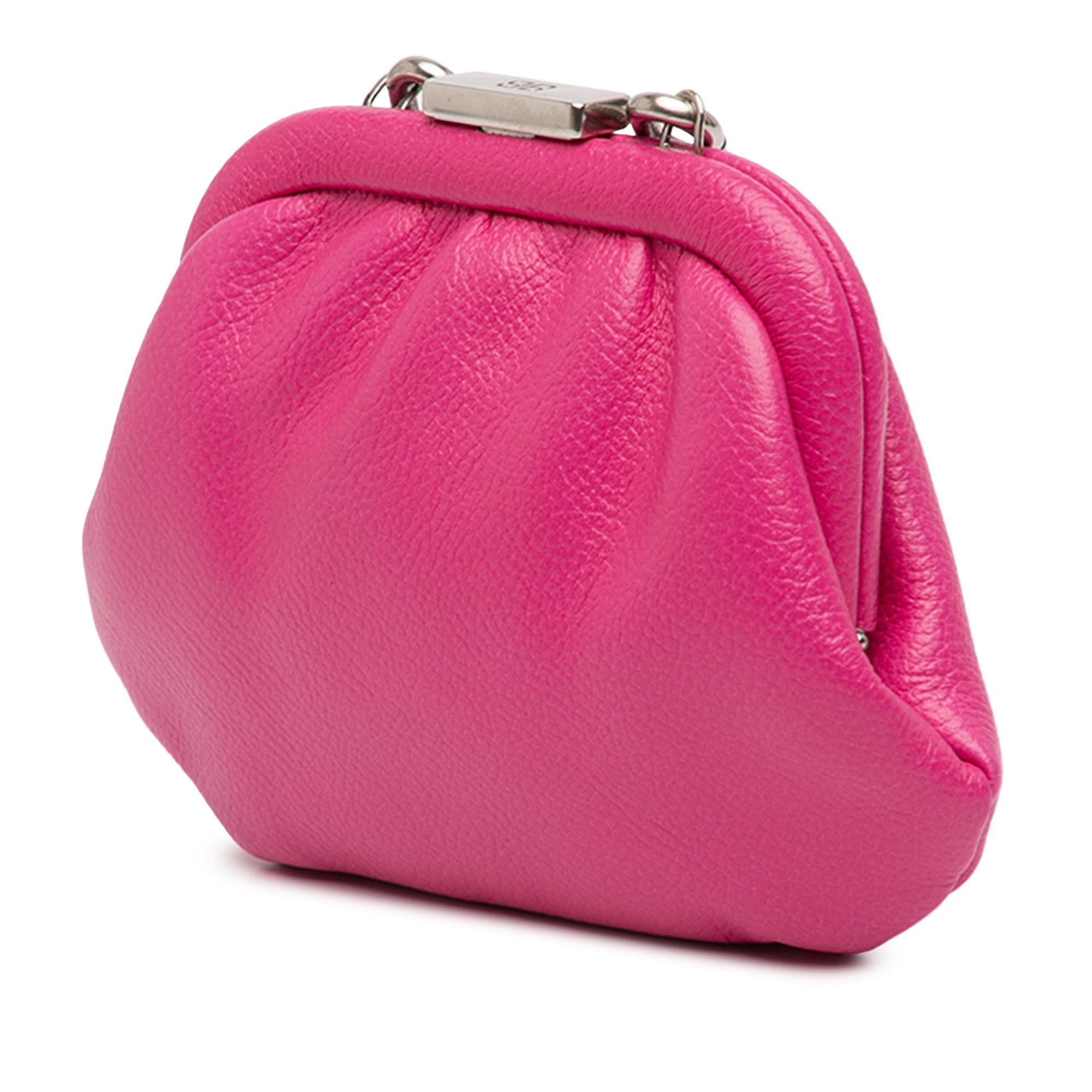 Mini Grained Calfskin Cloud Coin Purse On Strap
