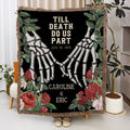 Esqueleto Personalizado Mano Rosa Flecos Suave Manta con Nombre y Borlas Estilo Gótico Decoración para el Hogar Regalo de Halloween para los amantes del gótico