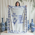 Personalizada Toile De Jouy Nacimiento Flor Biblia Capítulo Nombre Suave manta de lanzamiento Bautizo Cumpleaños Regalo de Navidad para las mujeres cristianas