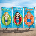 Toalla de playa de gran tamaño de secado rápido con nombre y bolsa con cordón Personalizada con dibujos de frutas Regalo diario para fiestas en la playa para amigos nadadores