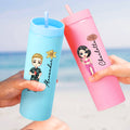 Vaso Personalizado Flor de Nacimiento Caricatura Vacaciones Personaje 16 oz Pastel con Pajita y Nombre Fiesta en la Playa Vacaciones de Verano Regalo para la Familia Amigos