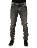 Gray Cotton Stretch Slim Fit Men Denim Jeans Co+02 Clothing