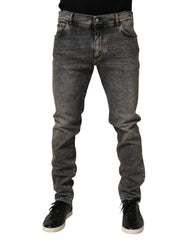 Gray Cotton Stretch Slim Fit Men Denim Jeans Co+02 Clothing