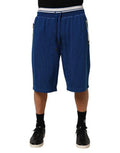 Men's Blue Cotton Blend Bermuda Sweatpants Shorts Co+pl