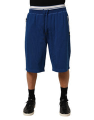 Men's Blue Cotton Blend Bermuda Sweatpants Shorts Co+pl
