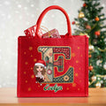 Gorro de Papá Noel personalizado Personaje de dibujos animados Rojo Bolsa de yute grande con nombre Uso diario Regalo de Navidad para la familia Amigos
