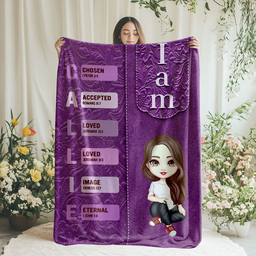 Biblia Personalizada Dios Dice Yo Soy Personaje de Caricatura Manta Suave con Nombre Cumpleaños Regalo Religioso de Bautizo para Cristianos Familia