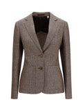 Burberry Wool and Linen Check Blazer — Beige