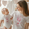 Conjunto de camiseta y body de bebé personalizados con la huella del pie del bebé para el Día de la Madre de puro algodón con nombre Regalo para el Día de la Madre del bebé