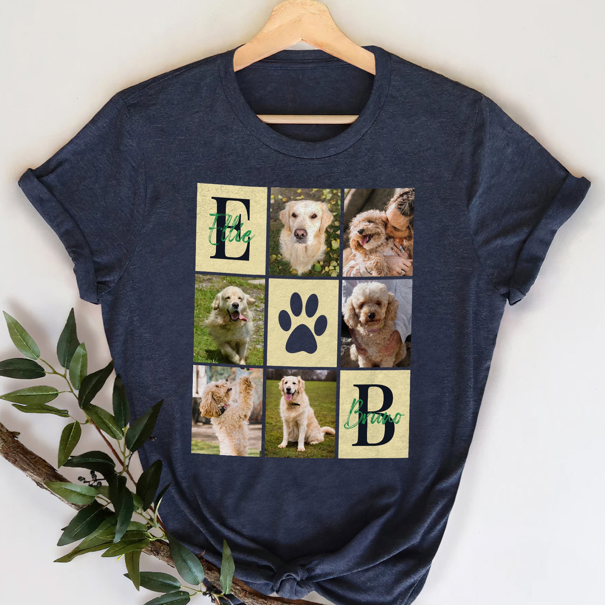 Personalizado Paw Print Pet Fotos Multicolor Niño Adulto Camiseta Sudadera con Nombres e Iniciales Regalo de Cumpleaños para los dueños de mascotas Pet Lovers