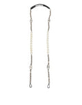 Women's Black Leather Pearl Chain Bag Accessory Shoulder Strap Real Brass+plastic+40lf