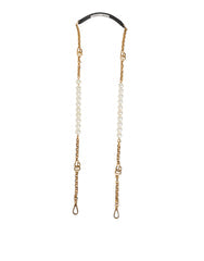 Women's Black Leather Gold Chain Bag Accessory Shoulder Strap Real Brass+plastic+40lf