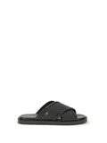 Ferragamo Woven Leather Cross-Strap Sandals — Black