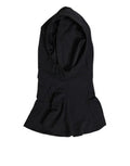 Men's Black Nylon Elastane Balaclava Hood Face Cover Hat
