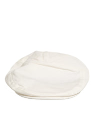 Men's Flat Cap White Cotton Elastane