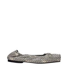 Women's Beige Leather Ballet Flats