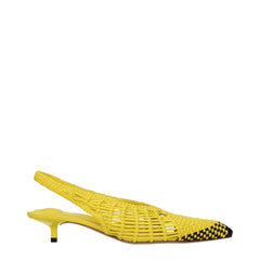 Women's Yellow Leather Flat Sandals