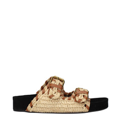 Women's Beige Raffia Slippers