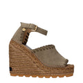 Women's Green Leather Wedge Sandals