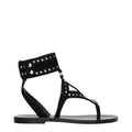 Women's Black Leather Flip-Flop Sandals
