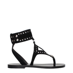 Women's Black Leather Flip-Flop Sandals