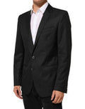 Black Single Breasted Men Coat Martini Blazer Virgin Wool Clothing