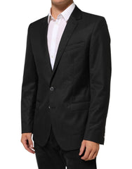 Black Single Breasted Men Coat Martini Blazer Virgin Wool Clothing