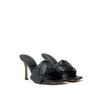 Green Leather Stiletto Heel Sandals