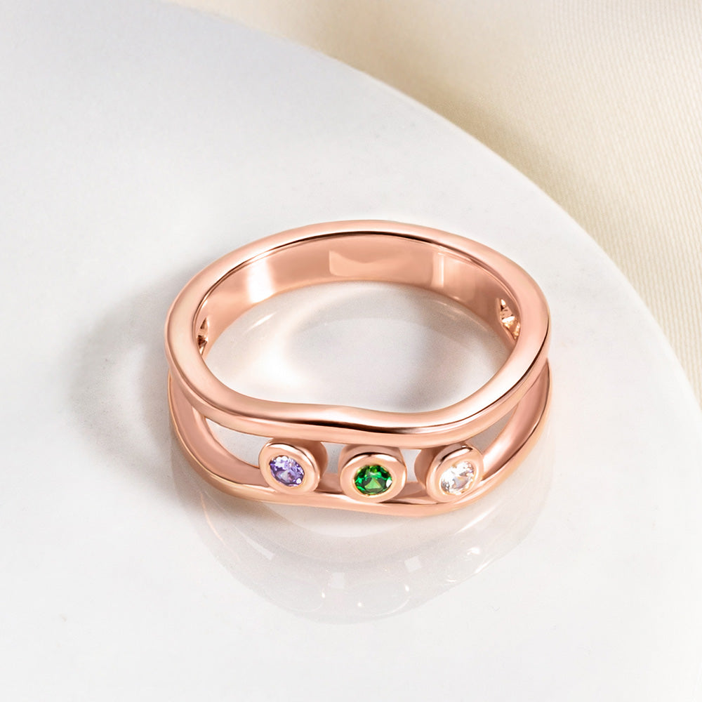 Familia personalizada 1-8 Birthstones Anillo Dainty Joyería Cumpleaños Aniversario Regalo para la Madre Abuela