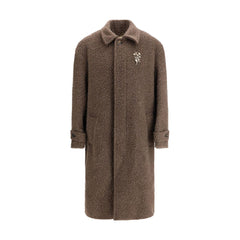 Men's Brown Viscose Coat Clothing