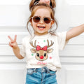 Personalizado lindo reno copo de nieve arco multicolor niño camiseta sudadera con nombre regalo de Navidad para los niños