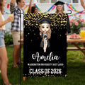 Bandera personalizada de Graduados de dibujos animados con texto y año Decoración de jardín Regalo de graduación para graduados
