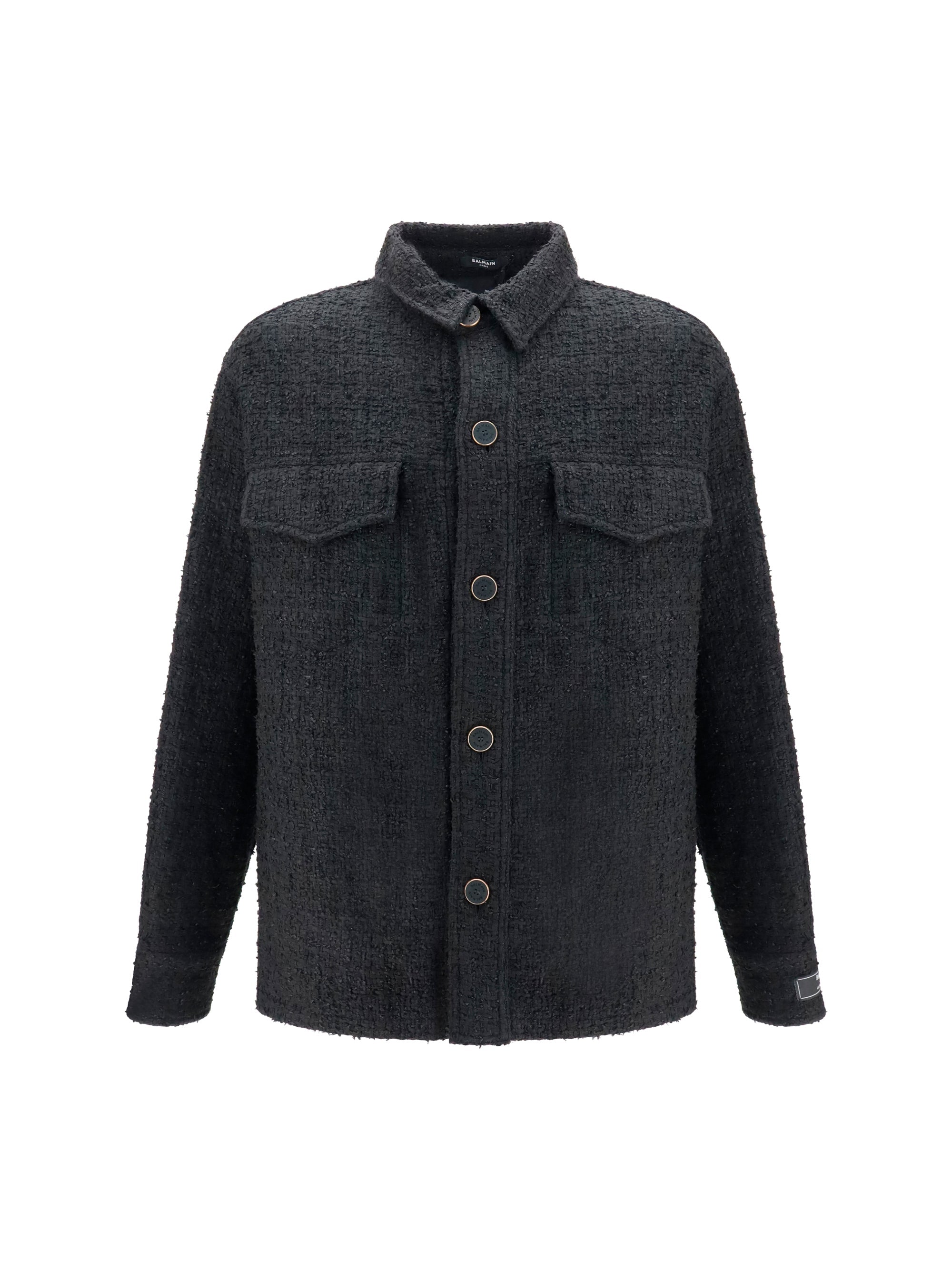 Balmain Tweed Buttoned Jacket — Black