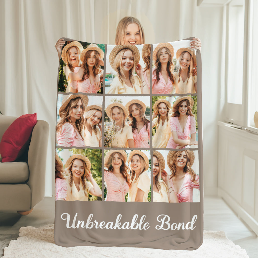 Personalizada 6-9 Fotos Collage Suave manta con texto Decoración para el hogar Aniversario Cumpleaños Regalo para Bestie Familia Pareja