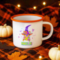 Taza esmaltada personalizada multicolor con el nombre de la bruja de Halloween Marsupilami 12 oz Regalo de Halloween para niños | Callie × Marsupilami