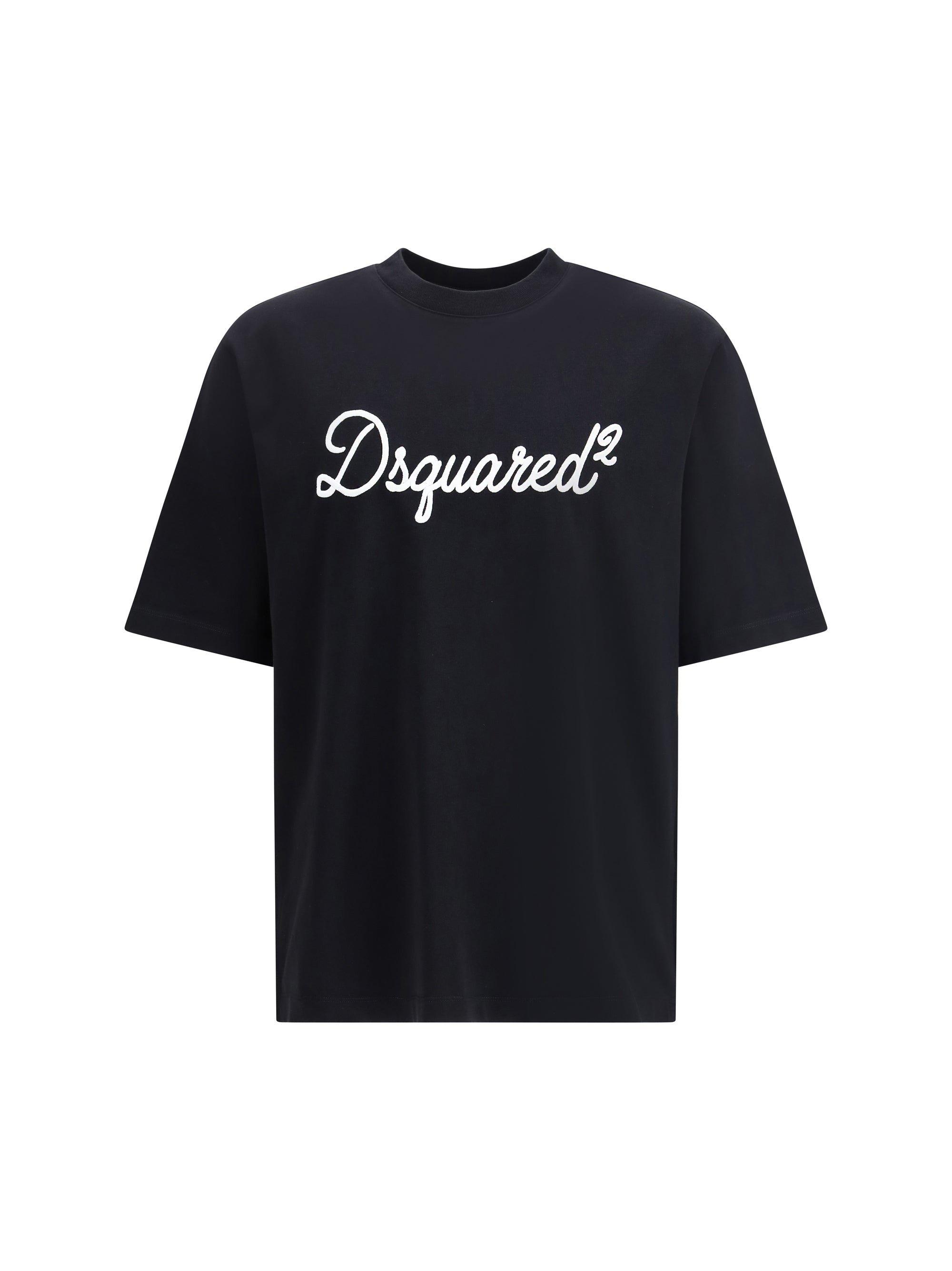 Dsquared2 Logo-Embroidered Cotton T-Shirt — Black