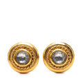 Gold Plated Rhinestone Rope Border Clip On Earrings